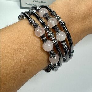 Rose Quartz Wire Wrap Gemstone Bracelet